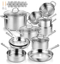 KOCH SYSTEME CS Stainless Steel Cookware Set 23 PCS With 5-Ply Steel Base