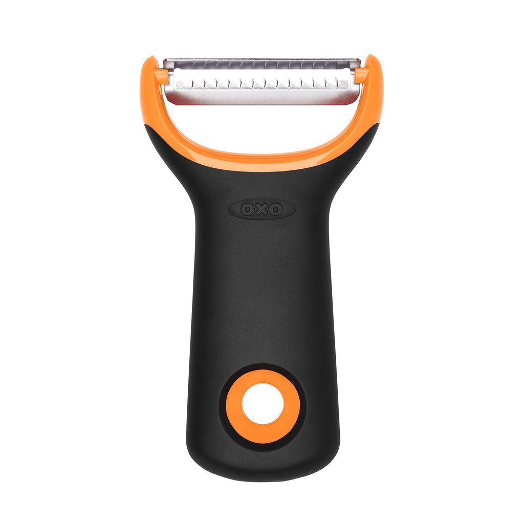 OXO Good Grips Stainless Steel Julienne Prep Vegetable Peeler | Food Prep, Shredder, Slicer, Blade, Non-Slip Grip, Carrot, Cucumber, Zucchini Strips, Zoodles, Dishwasher Safe
