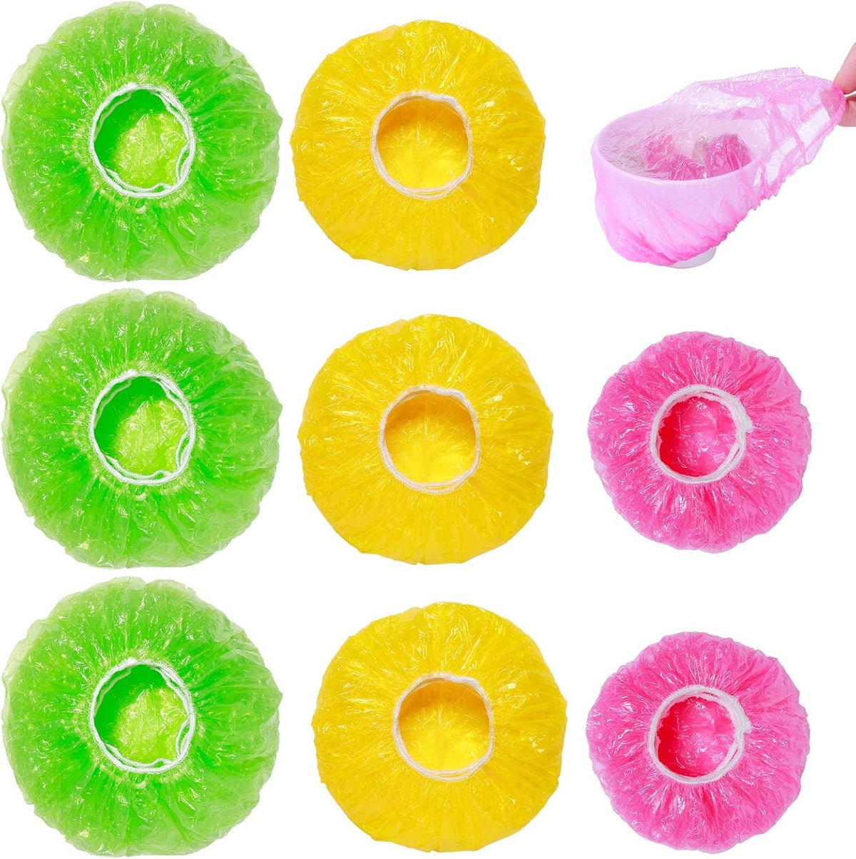 Mwellewm 60Pcs Elastic Bowl Covers Saran Wrap Plastic Reusable Food Covers | 3 Sizes,BPA Free,Colorful,Alternative to Foil & Plastic Wrap,Stretch Bags for Bread Proofing Outdoor Picnic Sourdough Starter