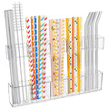 Mpotmiy 9.5" Large Acrylic Straw Holder for Cabinet Door, Straw Organizer | Transparent organizer with ultra-sticky adhesive, drainage holes and adjustable height for utensils and tumbler accessories.