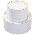 Goodluck 200PCS Gold Plastic Plates, Heavy Duty Disposable Gold Plates | 100 10.25 inch Dinner Plates and 100 7.5 inch Dessert Plates for Party, Holiday, Wedding, Thanksgiving