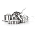 Calphalon Classic Stainless Steel Cookware Set, 10-Piece, Impact-Bonded Aluminum Base, Stay-Cool Handles, Oven Safe 450F, Silver