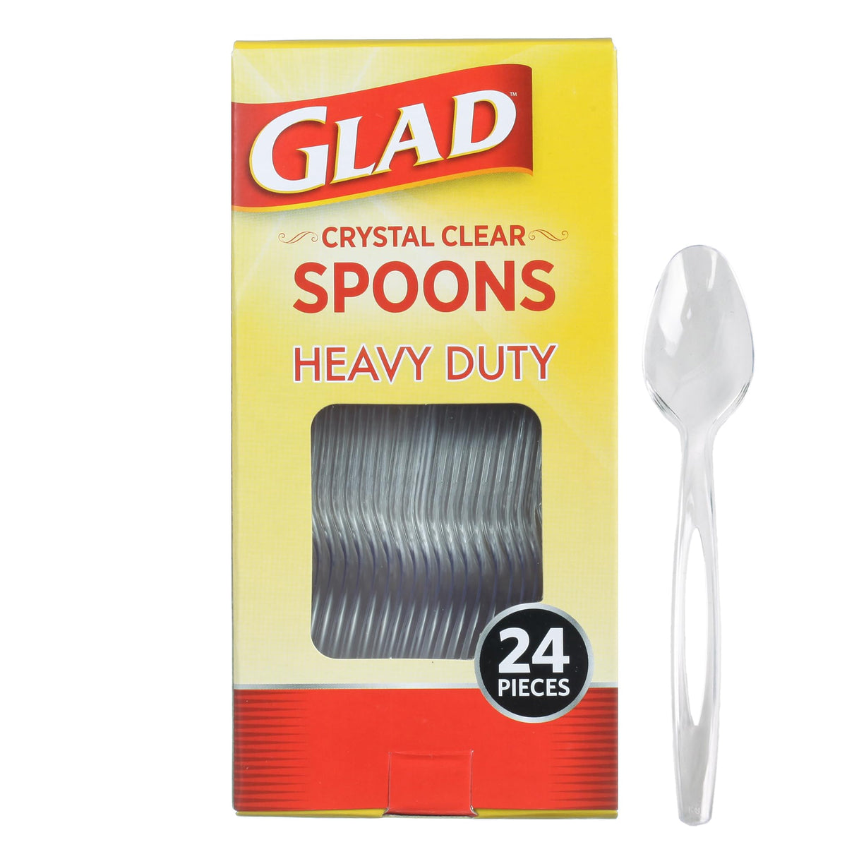 Glad Clear Disposable Plastic Spoons, 24 Count | Sturdy cutlery for parties, events, and everyday meals, fits any table setting
