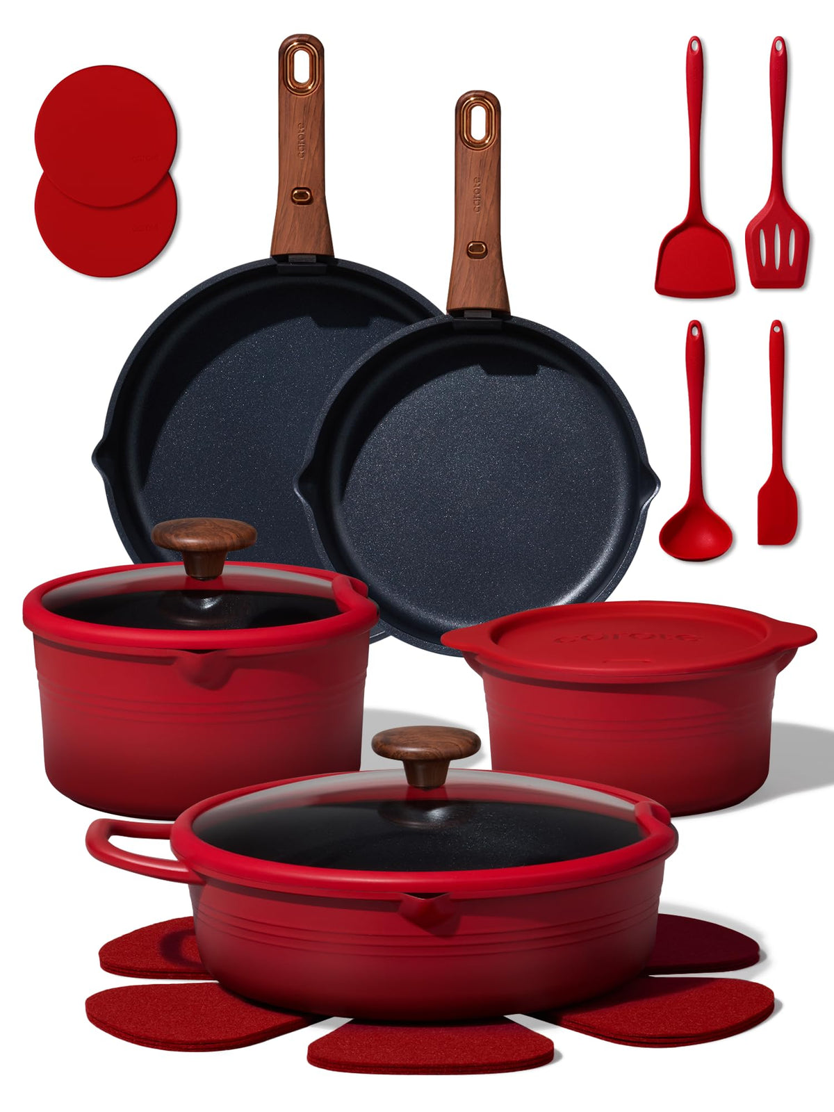 CAROTE 20pcs Titanium Cookware Set, Detachable Handle Pots and Pans Set