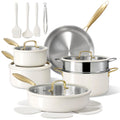 CAROTE 18 PCS Stainless Steel Cookware Set, Pots and Pans Set