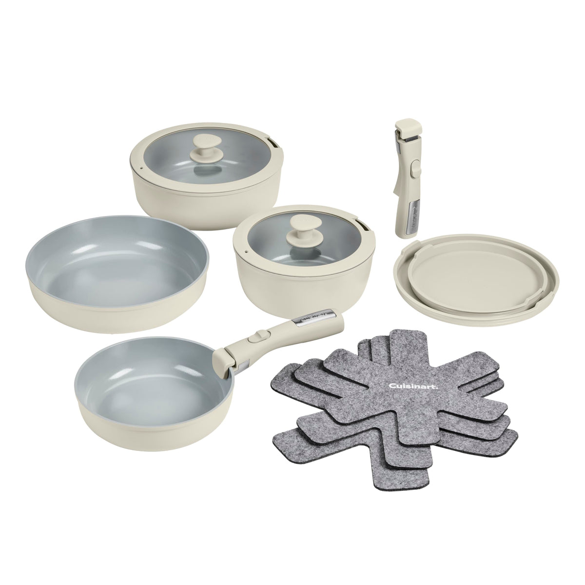 Cuisinart ClickSmart Ceramic Pots and Pans Set, 13-Pc, Tahini, D53C-13BG
