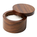 ZOVANO Acacia Wood Salt Cellar Bowl Box Container with Magnetic Lid | No Glue, One piece Wood, Keeping Sea Salt, Peppers Herbs or Seasoning