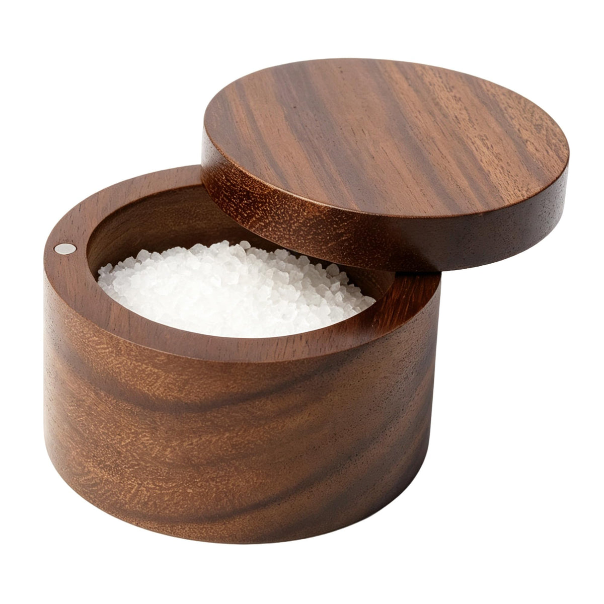 ZOVANO Acacia Wood Salt Cellar Bowl Box Container with Magnetic Lid | No Glue, One piece Wood, Keeping Sea Salt, Peppers Herbs or Seasoning