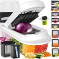 8-Blade Cook Tool & Gadget Sets, Egg Slicer Chopper Grater Set, White | Egg Slicer Vegetable Chopper Mandoline Food Grater with Container for Onion, Veggie Salad