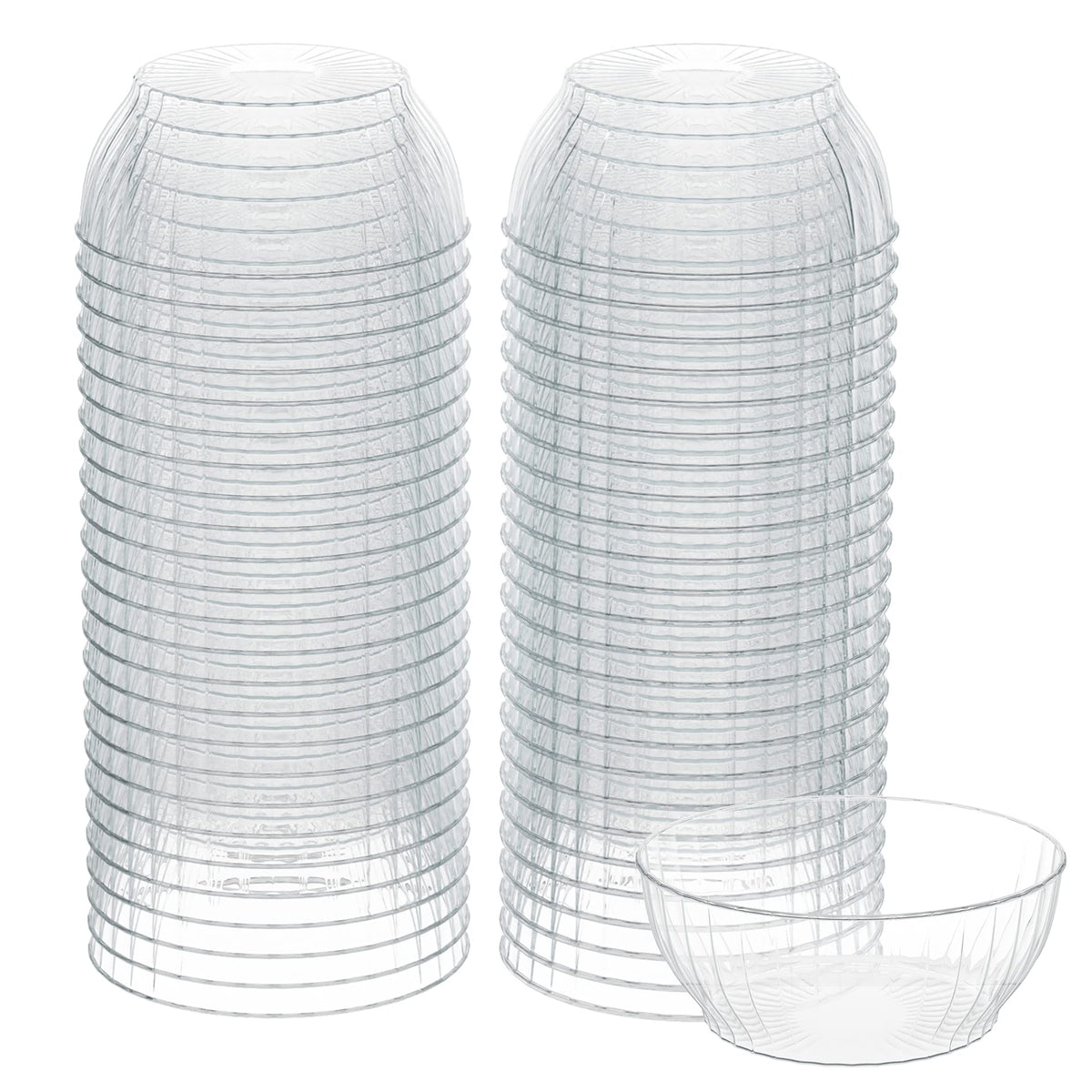 R-Kay 6 Oz Clear Plastic Small Bowls - 50 Pack Disposable Heavy Duty Dessert Bowls With Ice Cream and Salsa (6 OZ, 50 Count)