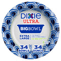 Dixie Ultra Large Paper Bowls, 34 oz Disposable Bowls, 34 Count | Heavy duty paper bowls for easy cleanup, Disposable bowls for hot soup, microwave safe, soak-proof shield, durable