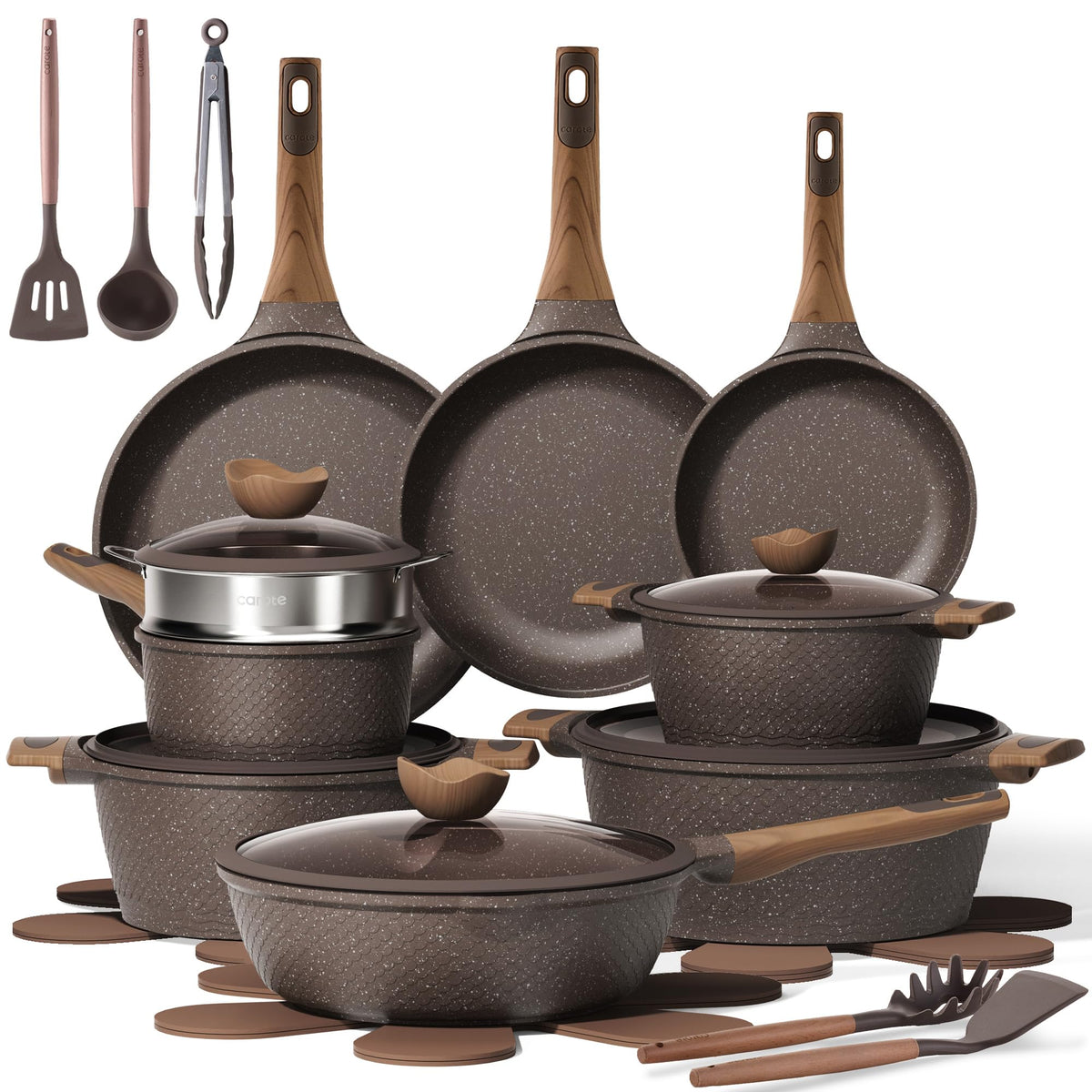 CAROTE 26pcs Pots and Pans Set Non Stick Cookware Sets