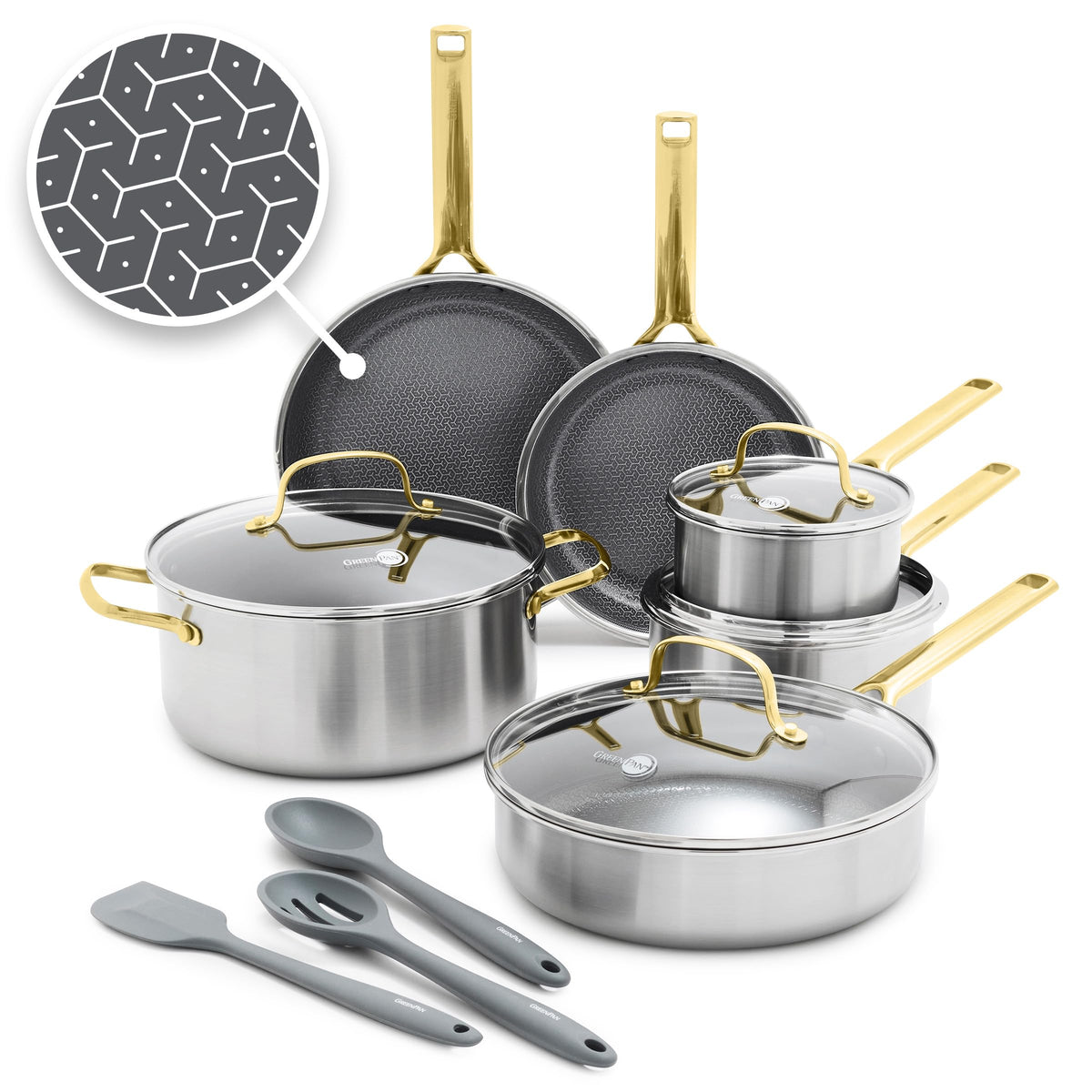 GreenPan Hybrid APEX 13 Piece Stainless Steel Ceramic Nonstick Cookware Set