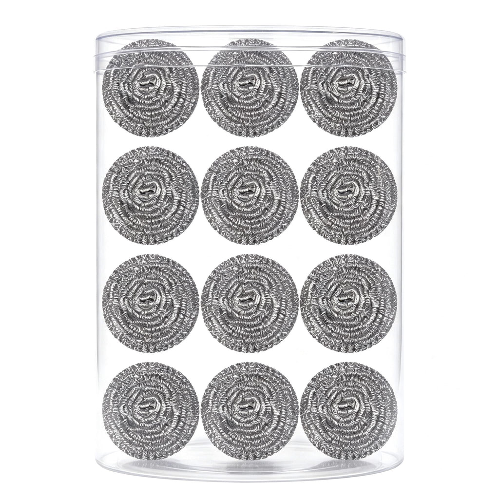 12Pcs Steel Wool Scrubber Pads for Cleaning Dishes, Pans, Pots, Ovens, Grills, Sinks - Stainless Steel Scrubbers for Kitchen, 12 Pack