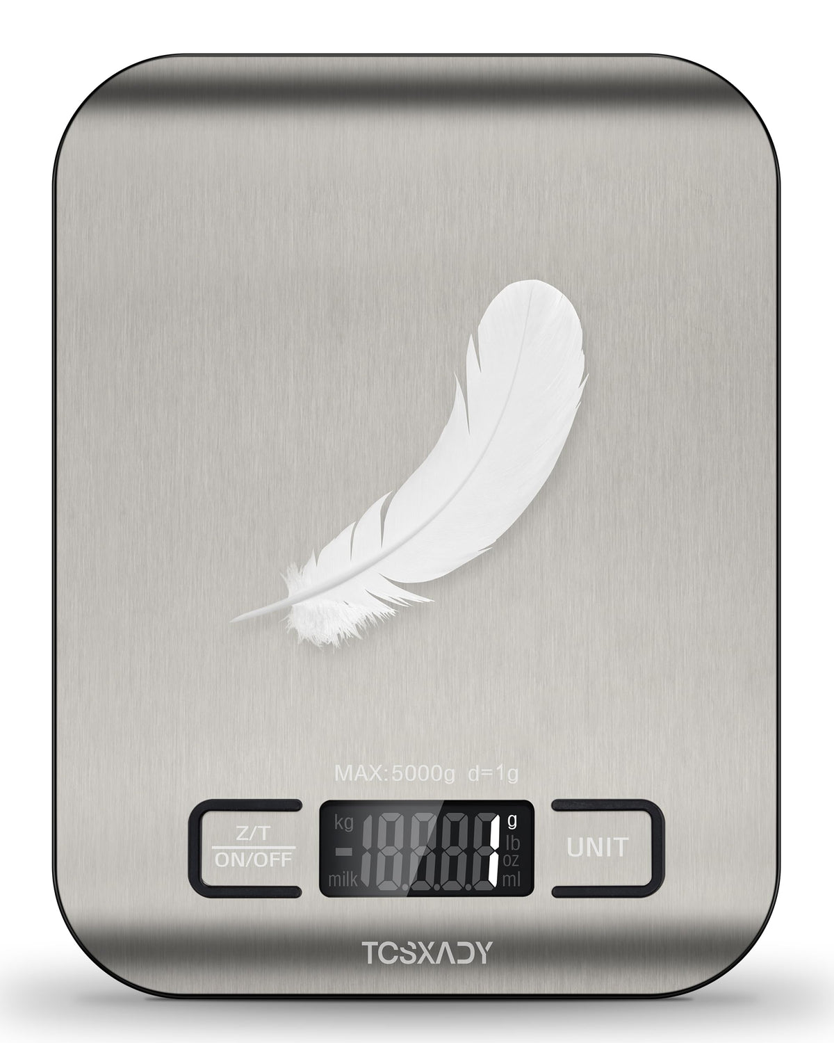 Tcsxady Food Scale, Digital Kitchen Scale with Grams & Ounces Units, 11lb | Digital Scale with 6 Units, LCD Display and Tare Function, Compact Design for Baking, Cooking, Meal Prep, 304 Stainless Steel