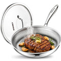 Okura Titanium Pans for Cooking, Titanium Cookware, 12" Frying Pan Hammered Design with Lid, Non-Toxic Pro Pan PFAS/PFOA/PTFE Free, Dishwasher&Oven Safe, Induction Compatible