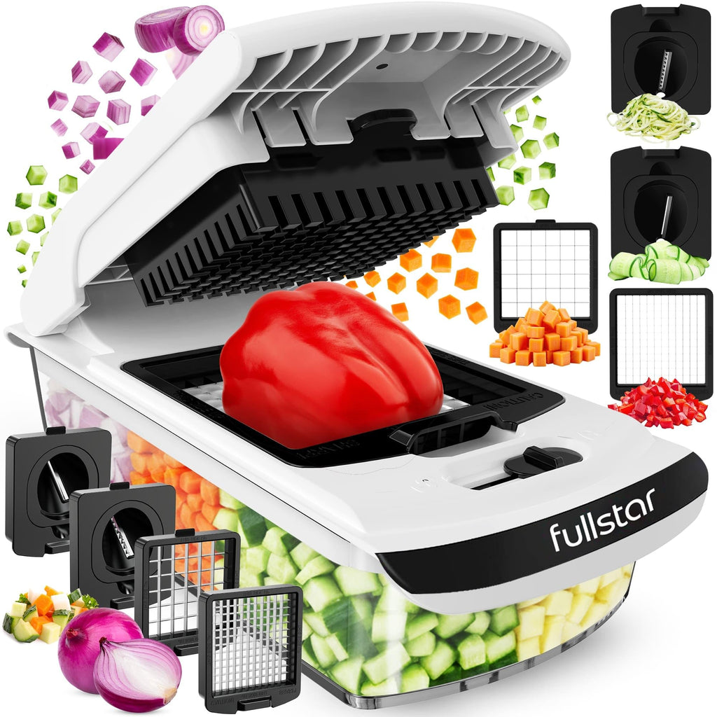 Fullstar Pro Original Vegetable Chopper & Spiralizer, All-in-1 Kitchen Tool | Multi-Blade Veggie Chopper, 5-Cup Container Onion & Food Cutter Dicer Spiralizer Dishwasher Safe Kitchen Gadgets & Essentials