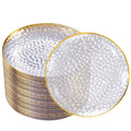 DaYammi 100PCS Gold Plastic Plates, 7 inch Hammered Dessert Plates | Hammered Party Plates, Fancy Plastic Plates Disposable Appetizer Plates, Heavy Duty Plastic Dessert Plates for Party Wedding
