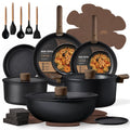 CAROTE 25pcs Pots and Pans Set Non Stick, Detachable Handle Cookware Sets