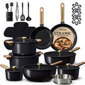 CAROTE 31pcs Ceramic Cookware Sets, Pots and Pans Set, with Wok