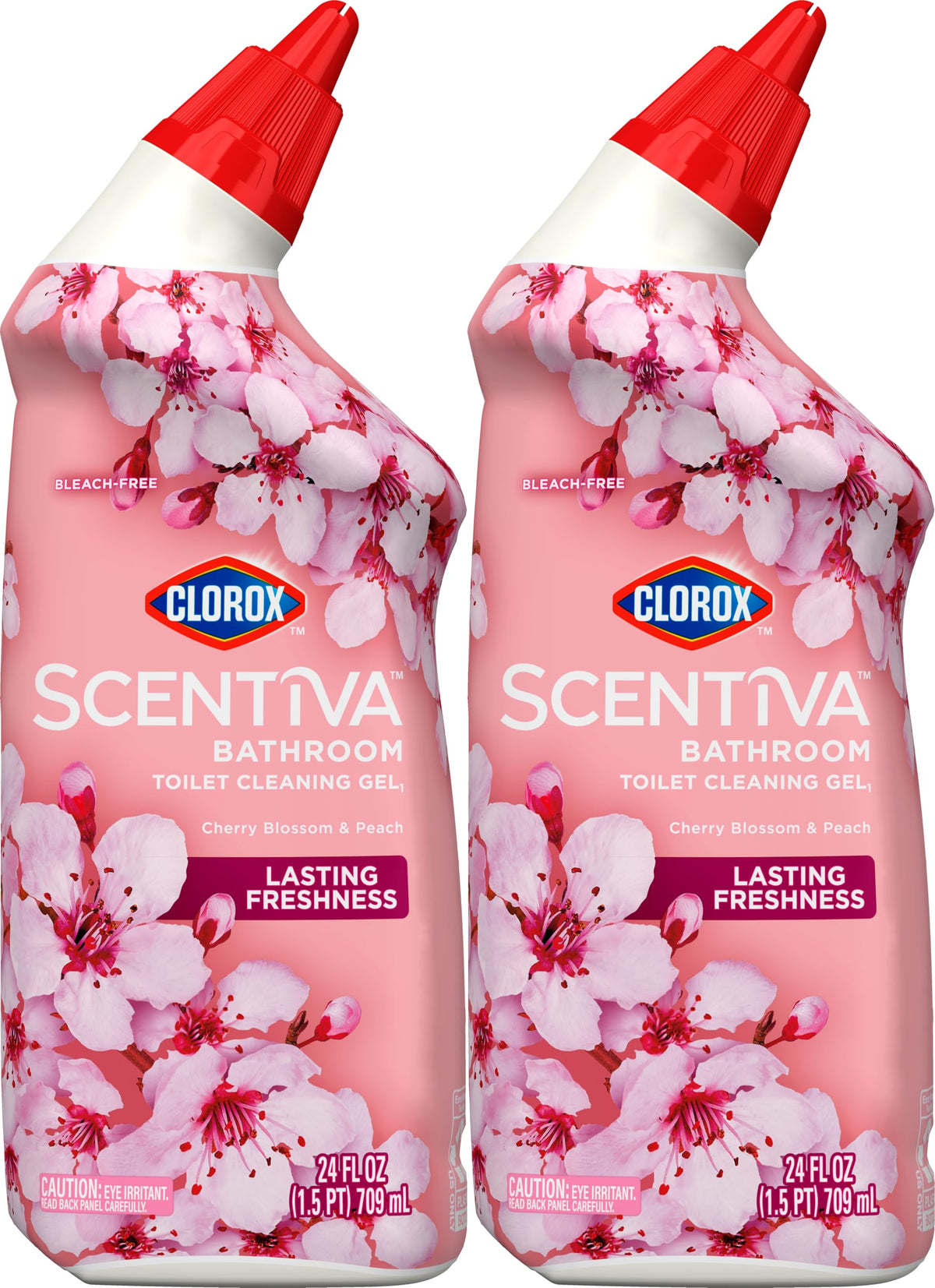Clorox Scentiva Bathroom Toilet Cleaning Gel, Cherry Blossom and Peach, 24 Fluid Ounces (Pack of 2)