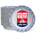 JOLLY CHEF 160 Count Paper Bowls 20 oz | Soak Proof, Heavy Duty Printed Disposable Bowls Bulk for Dinner or Lunch