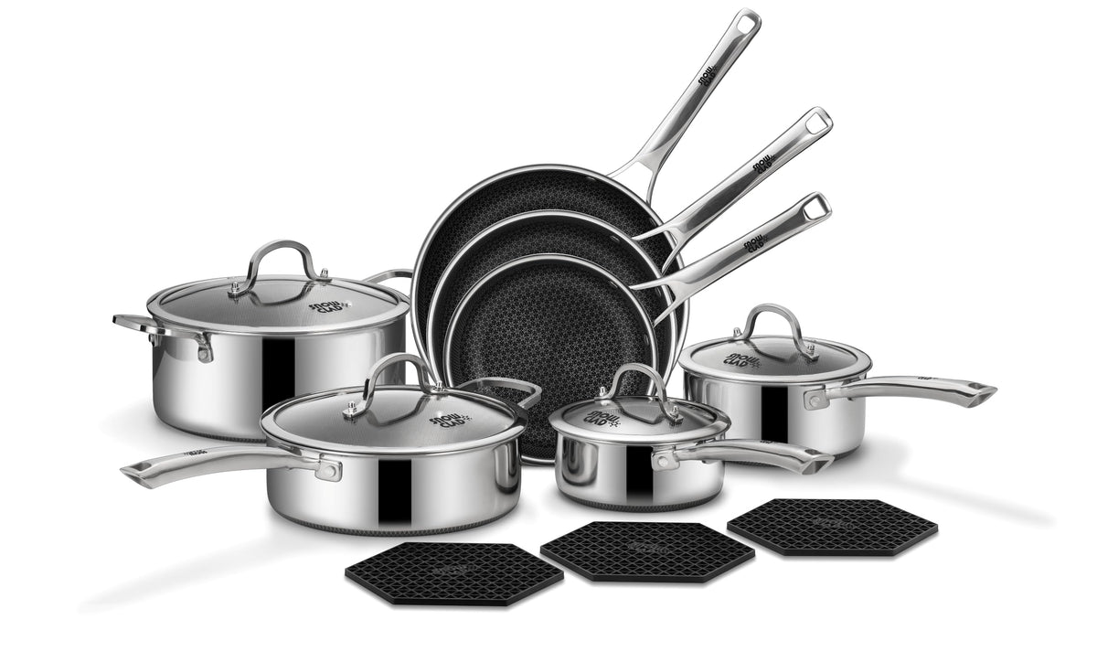 SNOWCLAD Pots and Pans Set Non Stick | Stainless Steel Kitchen Cookware