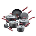 T-fal Ultimate Hard Anodized Nonstick Cookware Set 12 Piece, Oven Broiler Safe 600F, Kitchen Cooking Set w/Fry Pans, Saucepans, Dutch Oven, Kitchen Utensils, Pots and Pans, Dishwasher Safe, Black