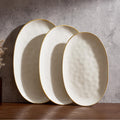 famiware Serving Platters Set of 3 Sizes - Oval, Vanilla White | 15.59"/14.3"/12.9" Fine Stoneware Serving Trays for Party, Entertaining for Food, Turkey, Cheese, Microwave Dishwasher Safe