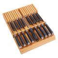 Utoplike In-drawer Knife Block Bamboo Kitchen Knives Drawer Organizer Large | Holder Storage for Steak, Paring, Bread Knives, Holds Up to 16 Knife & 1 Sharpening Steel (Knives & Sharpening Not Included)